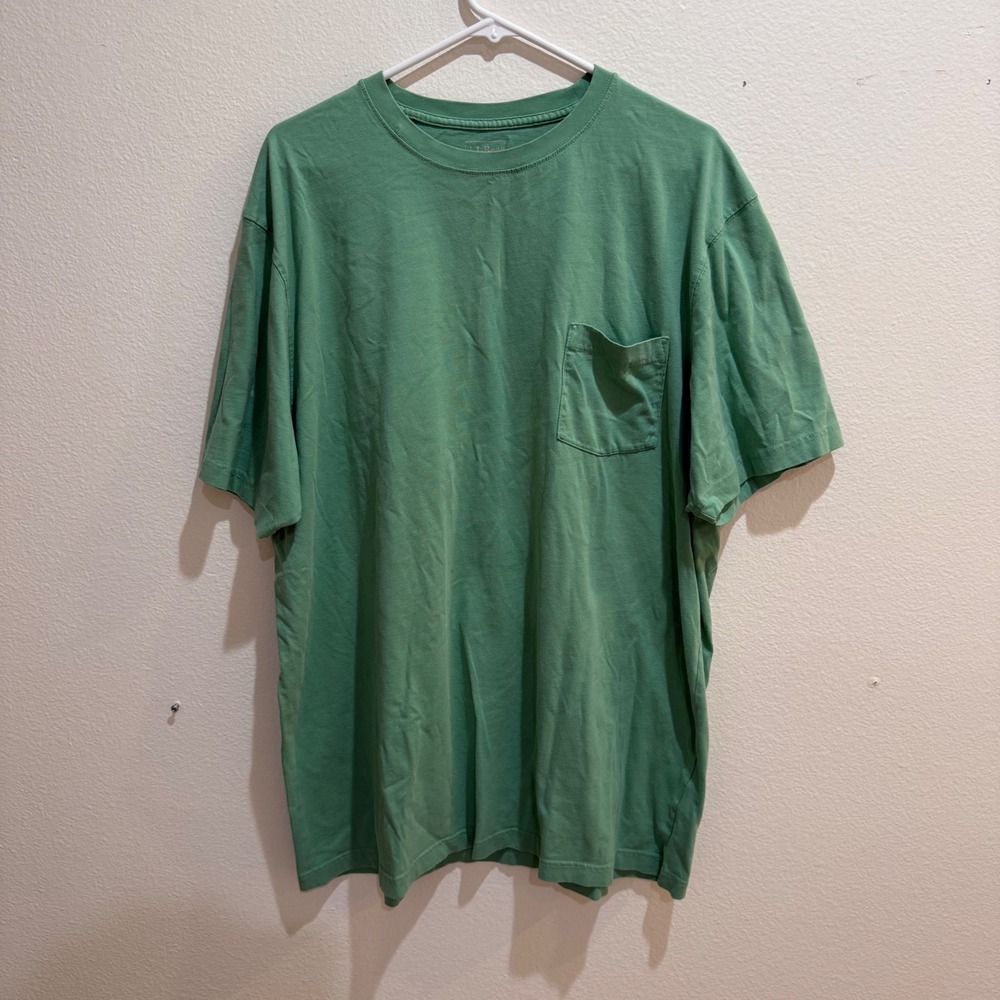 LL Bean Mens XL Tall Green Pocket T-Shirt Traditional Fit 100% Cotton 240625